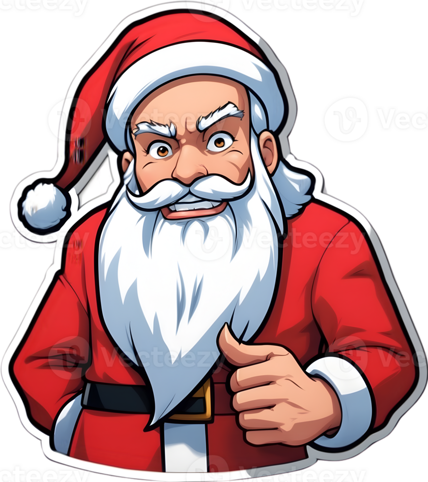 santa claus cartoon face with beard and mustache ai generative png