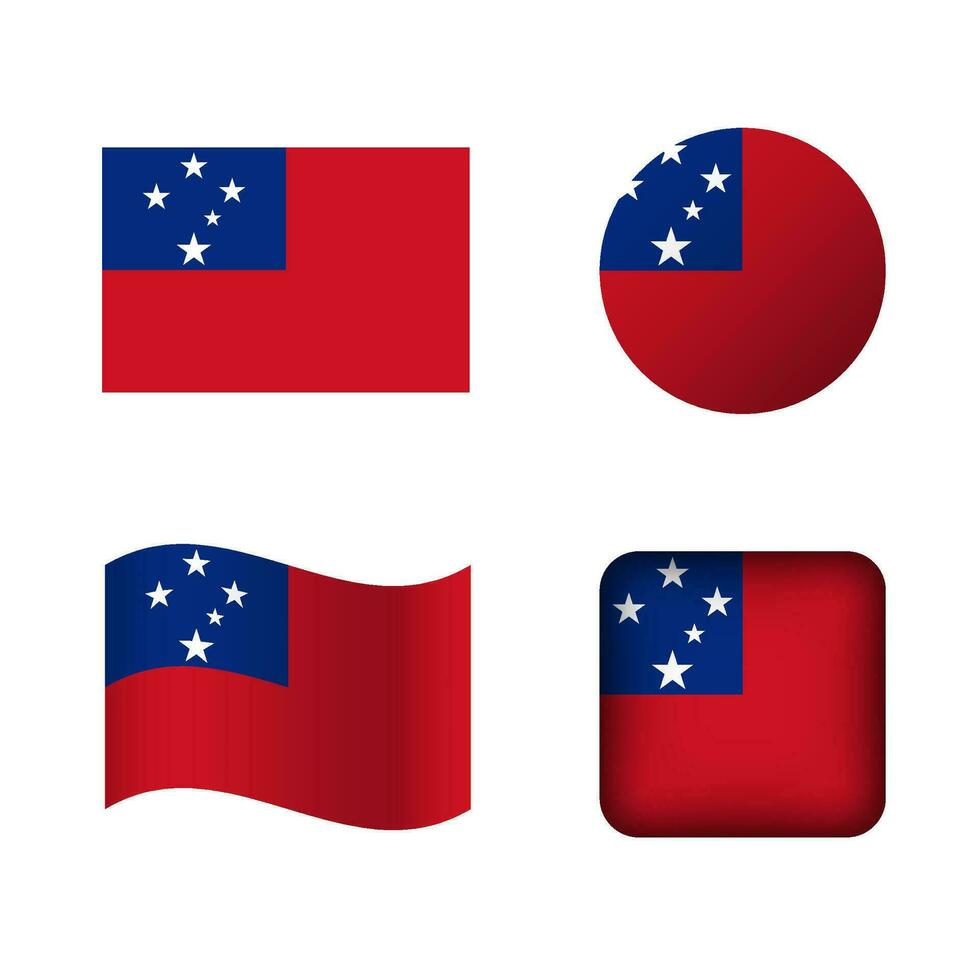 Vector Samoa National Flag Icons Set