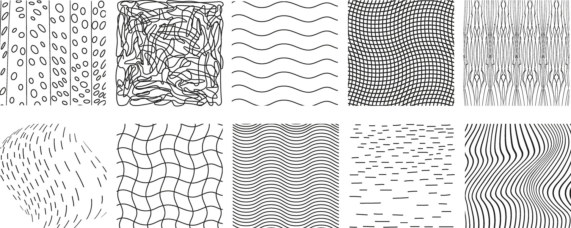 Hand drawn line textures. Includes vector scribbles,grid with irregular ...