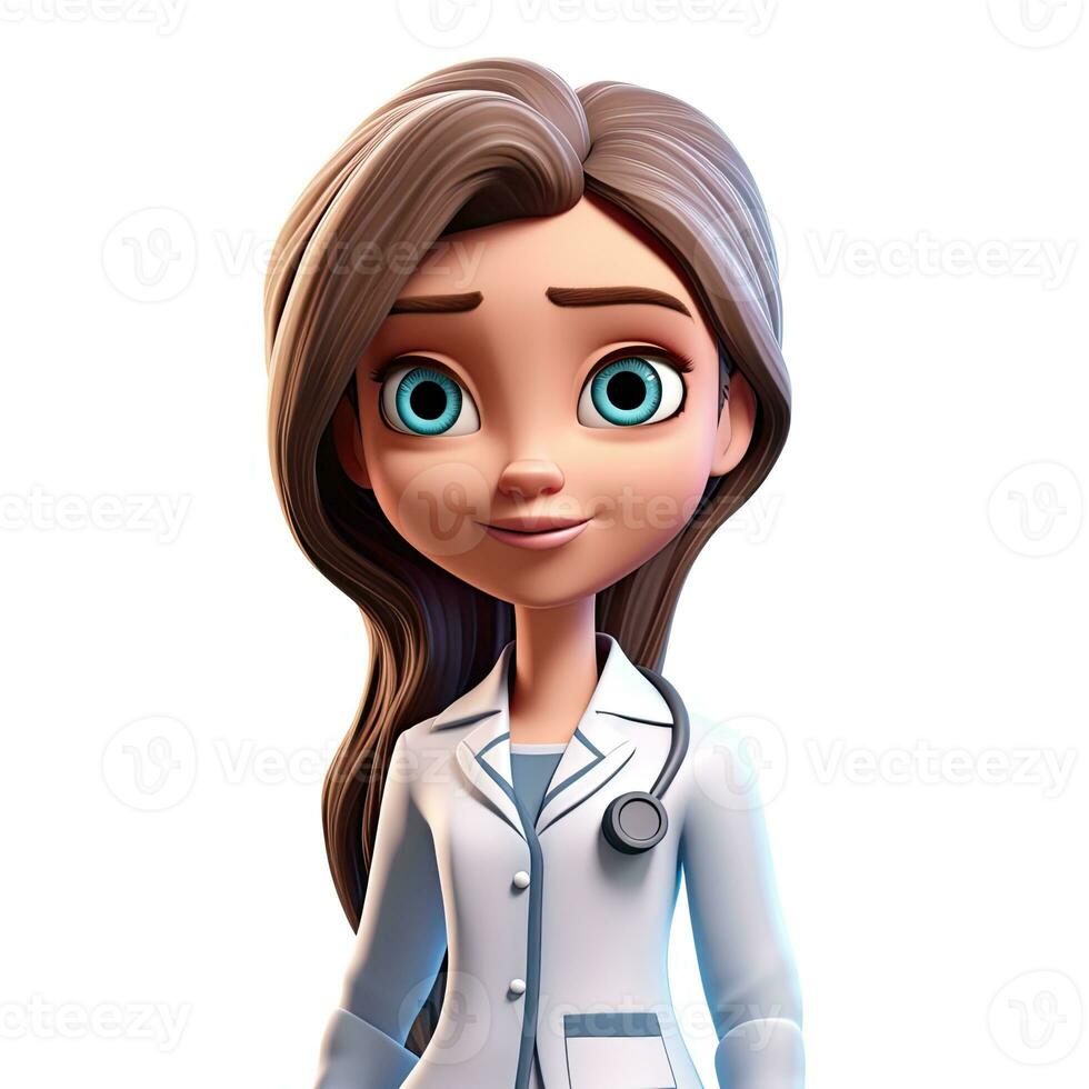 cartoon plasticine 3d avatar online doctor girl isolated on white background photo