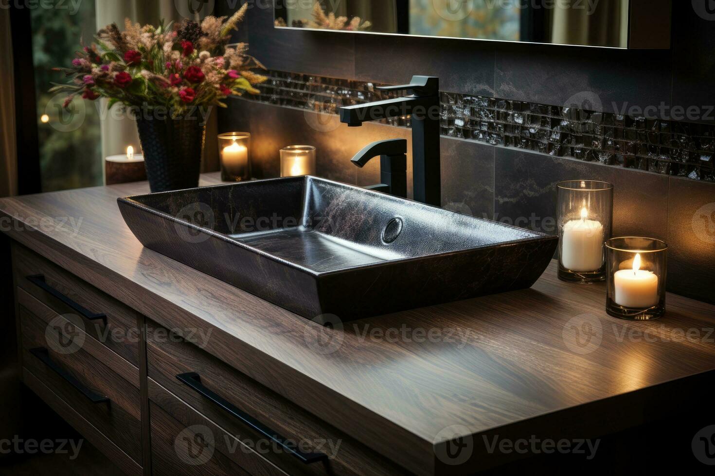 stock photo of inside home view sink AI Generated