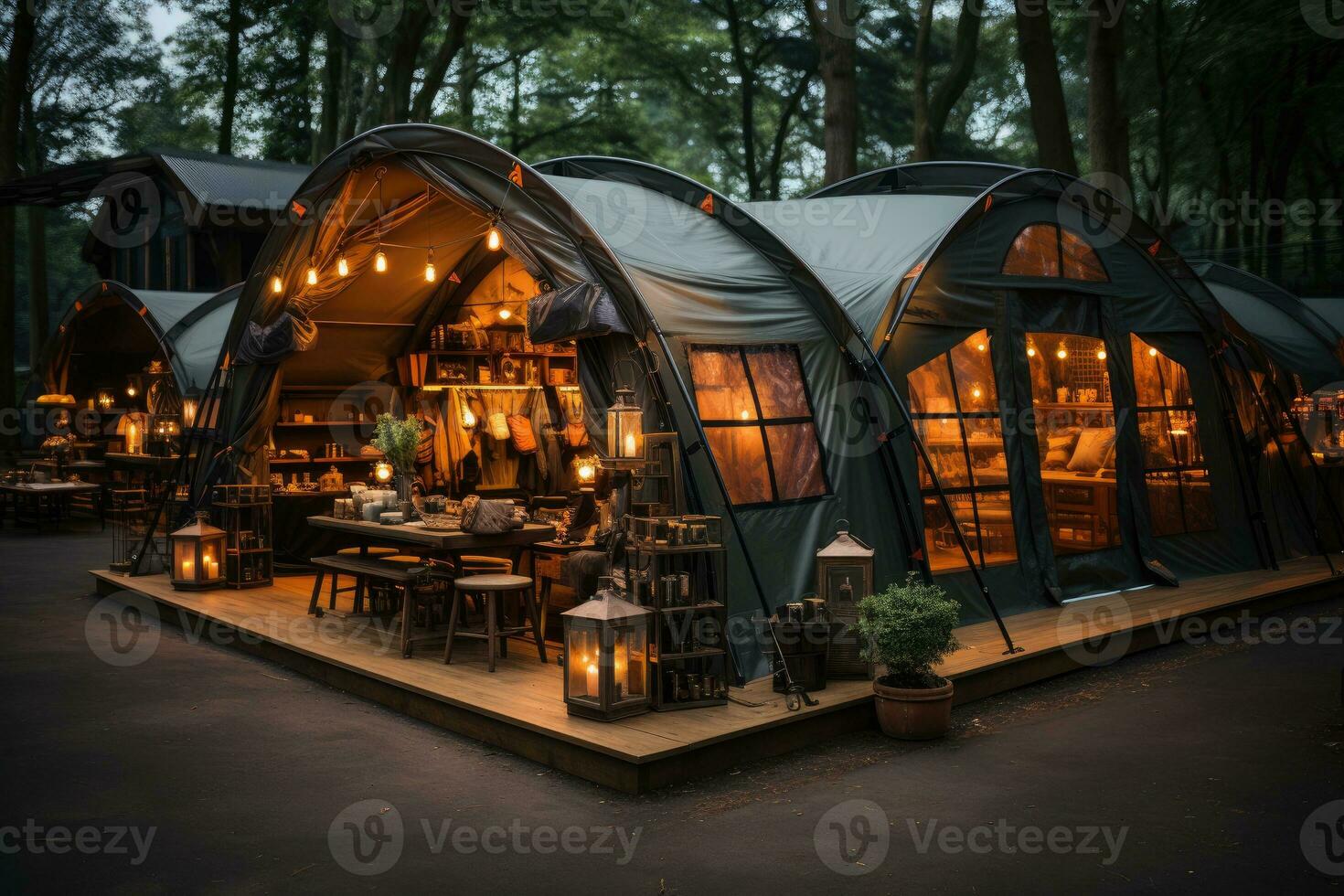luxury retail camping tent mind training glamping professional advertising photography AI Generated photo