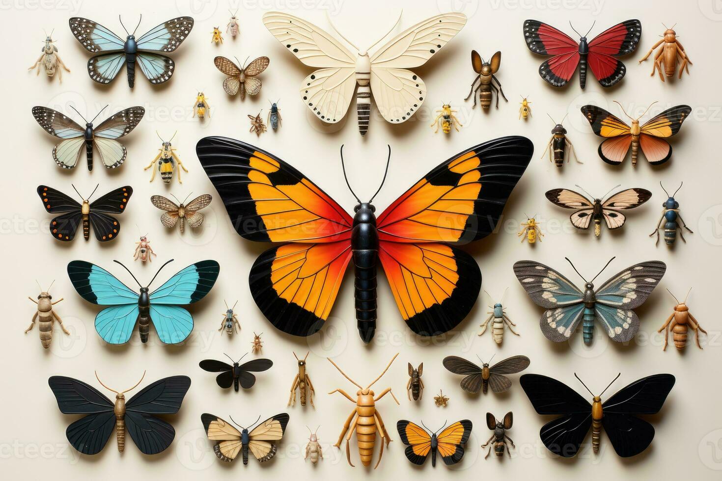 assortment various insects flat lay AI Generated photo