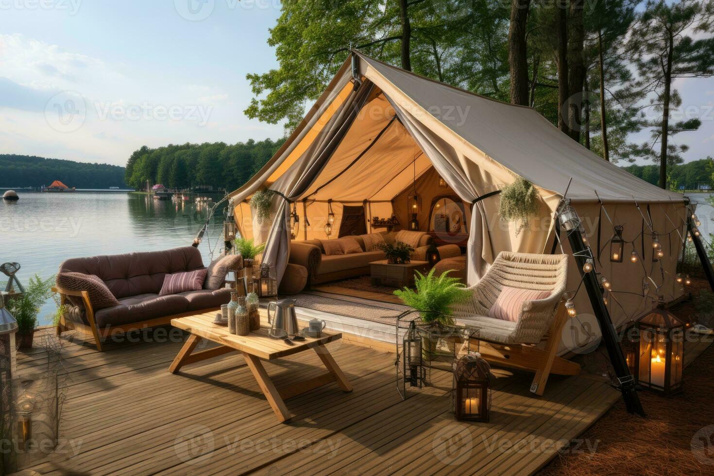 luxury retail camping tent mind training glamping professional advertising photography AI Generated photo