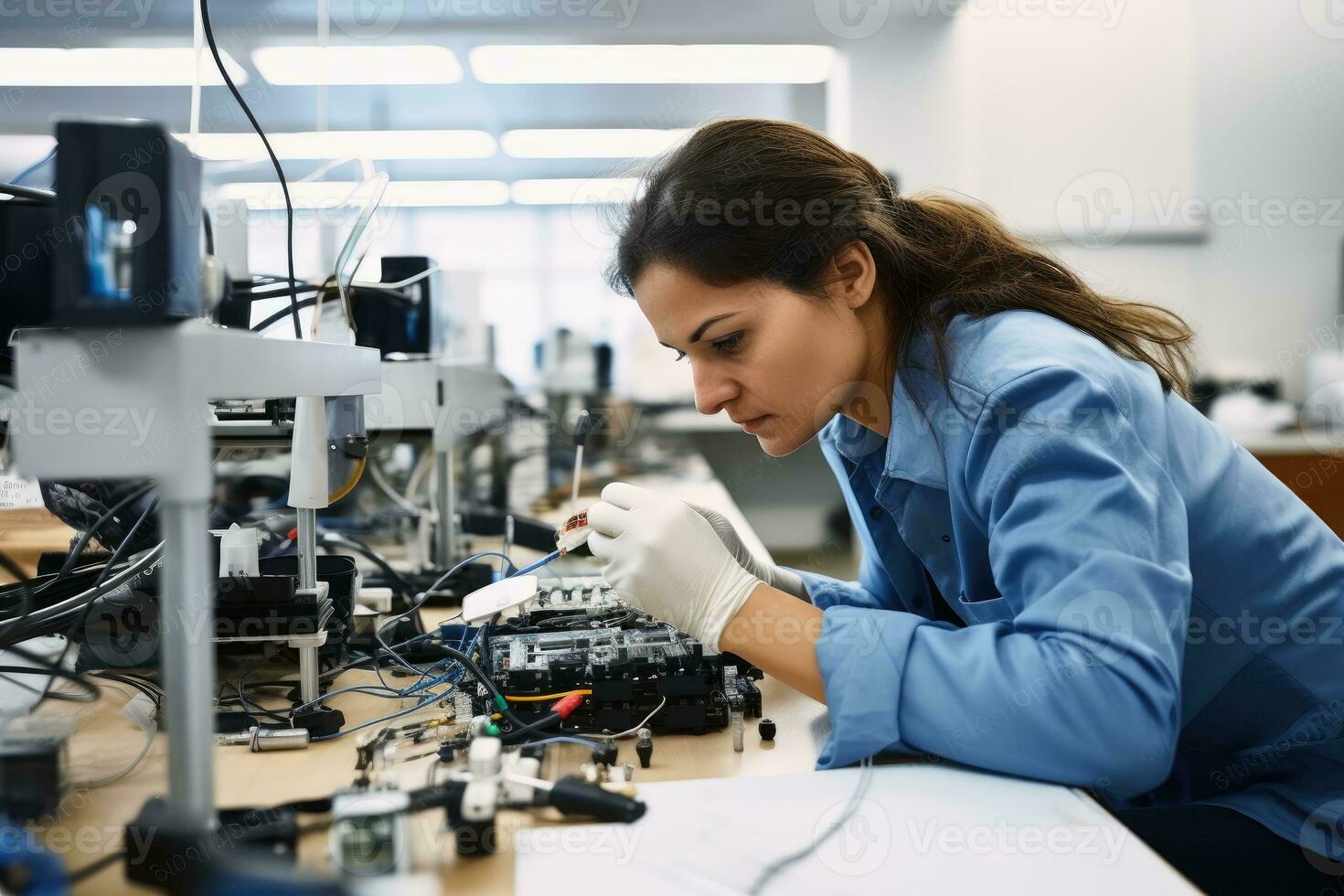 An electronics technician at work. AI generative photo