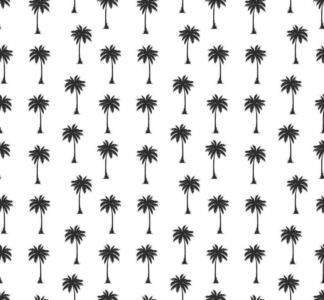 Palm tree seamless pattern on a white background. Palm tree silhouette Pattern. Summer tropical vector illustration.