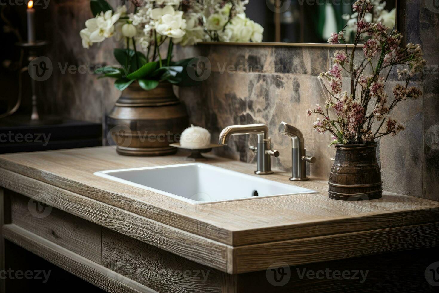 stock photo of inside home view sink AI Generated