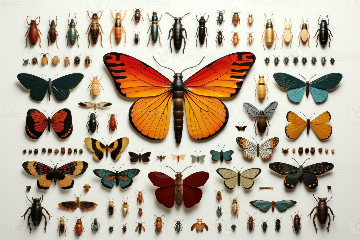 assortment various insects flat lay AI Generated photo