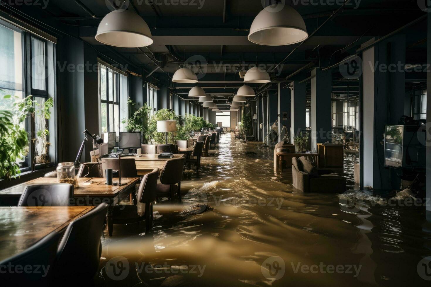 situación inundación en oficina comenzando escenarios profesional publicidad fotografía ai generado foto