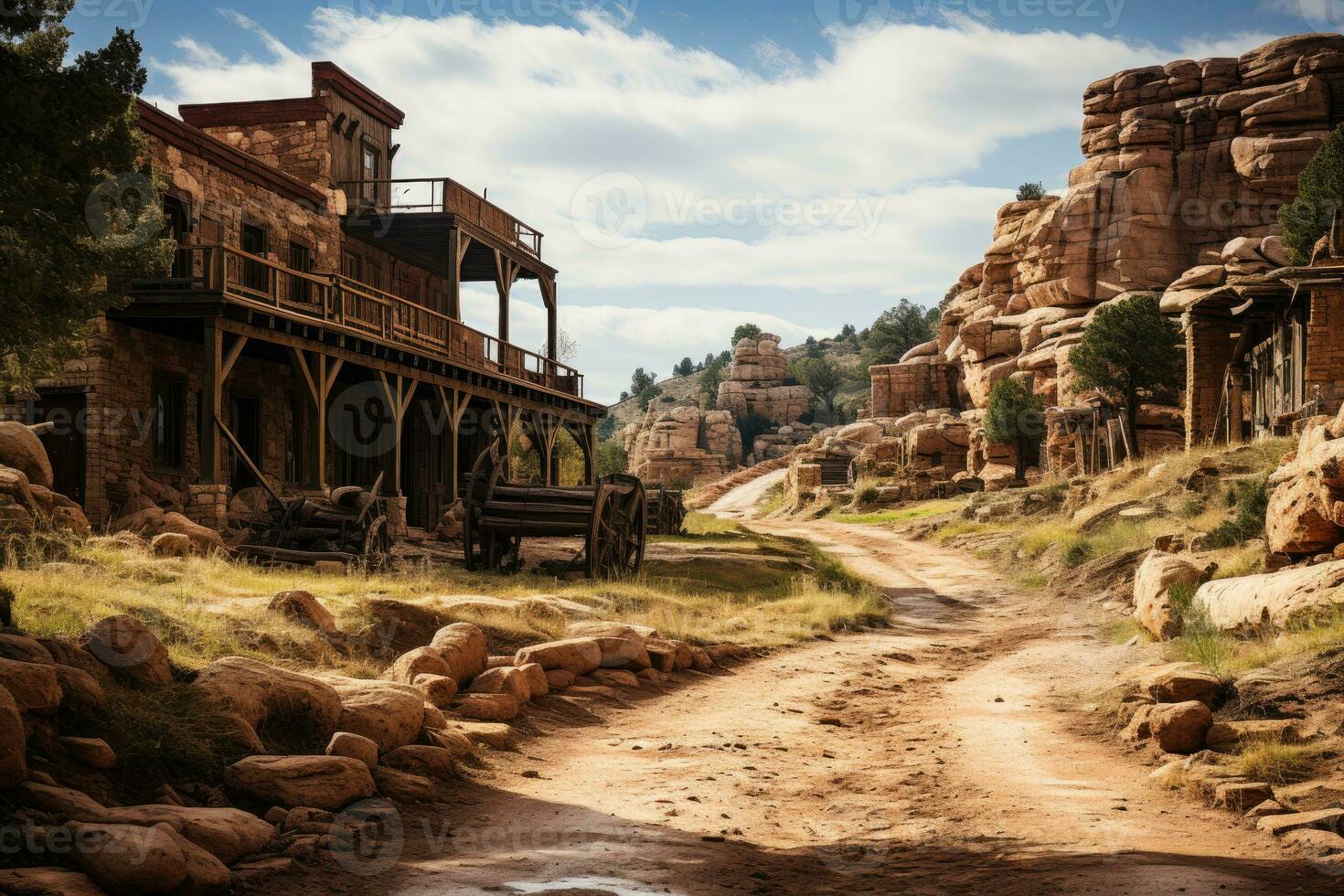 old west town where cowboys live AI Generated photo