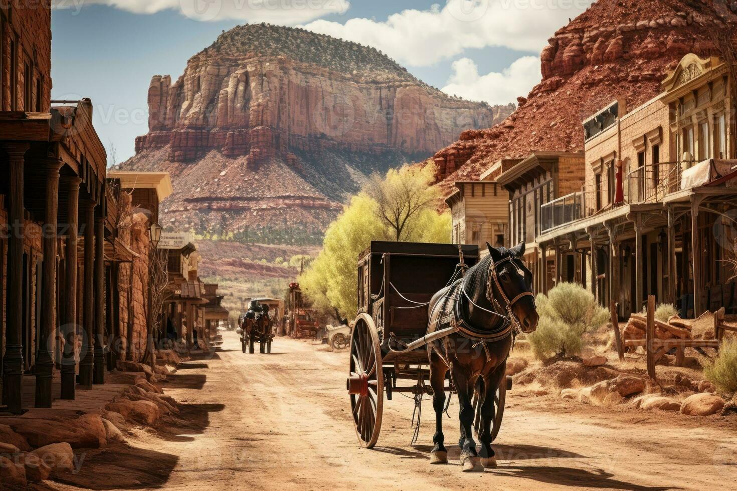 old west town where cowboys live AI Generated photo