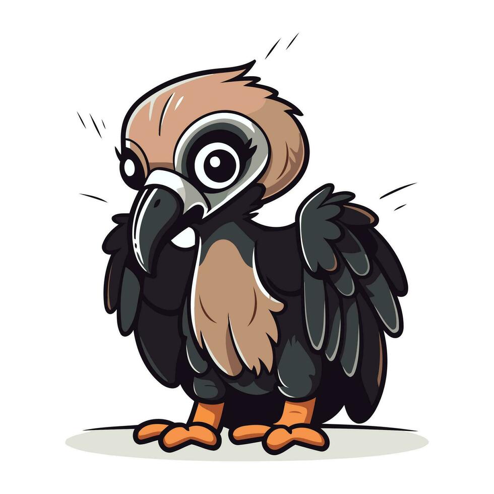 Cute cartoon vulture. Vector illustration isolated on white background.