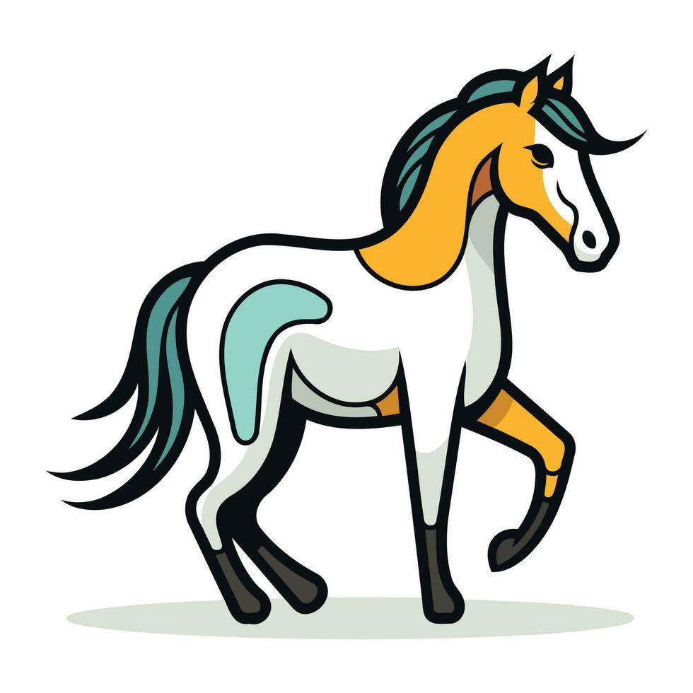 Horse vector illustration isolated on white background. Cartoon style horse.