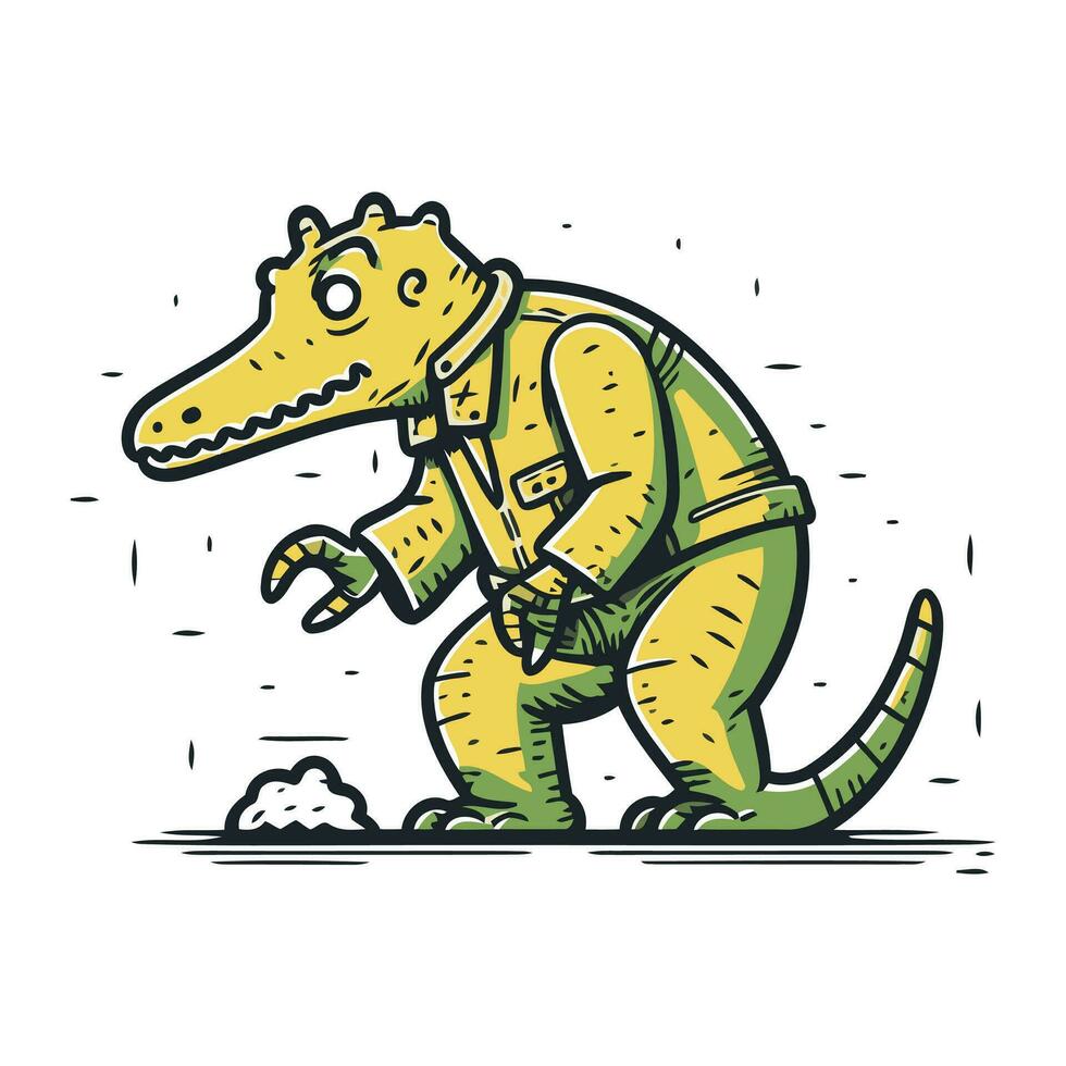 Crocodile. Vector illustration of a crocodile in a raincoat.