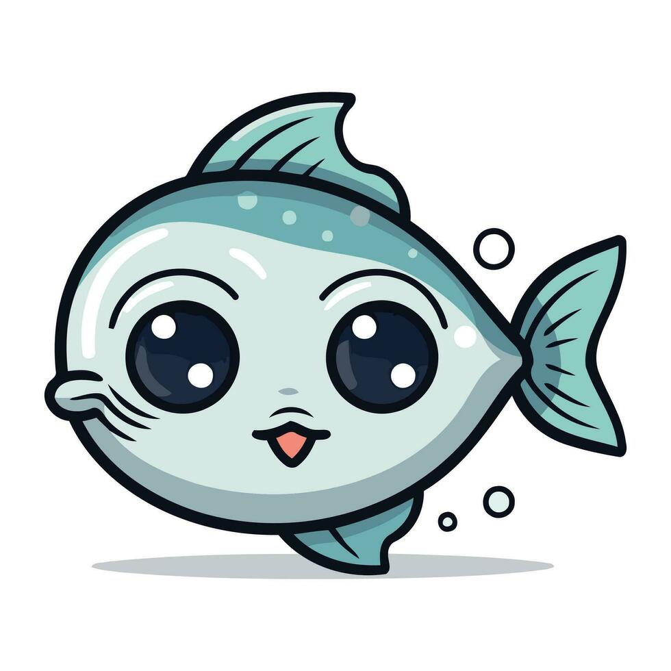 linda pescado dibujos animados mascota personaje vector ilustración diseño.