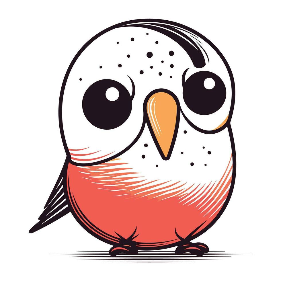 Cute cartoon vector illustration of a cute little bird isolated on white background.