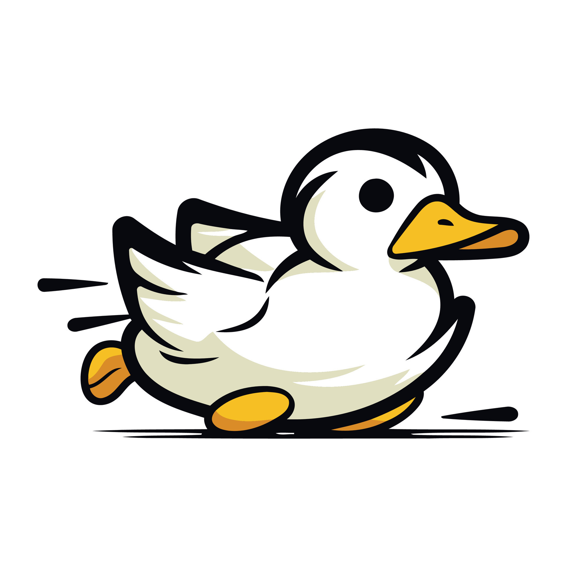 duck running on a white background. vector illustration. isolated