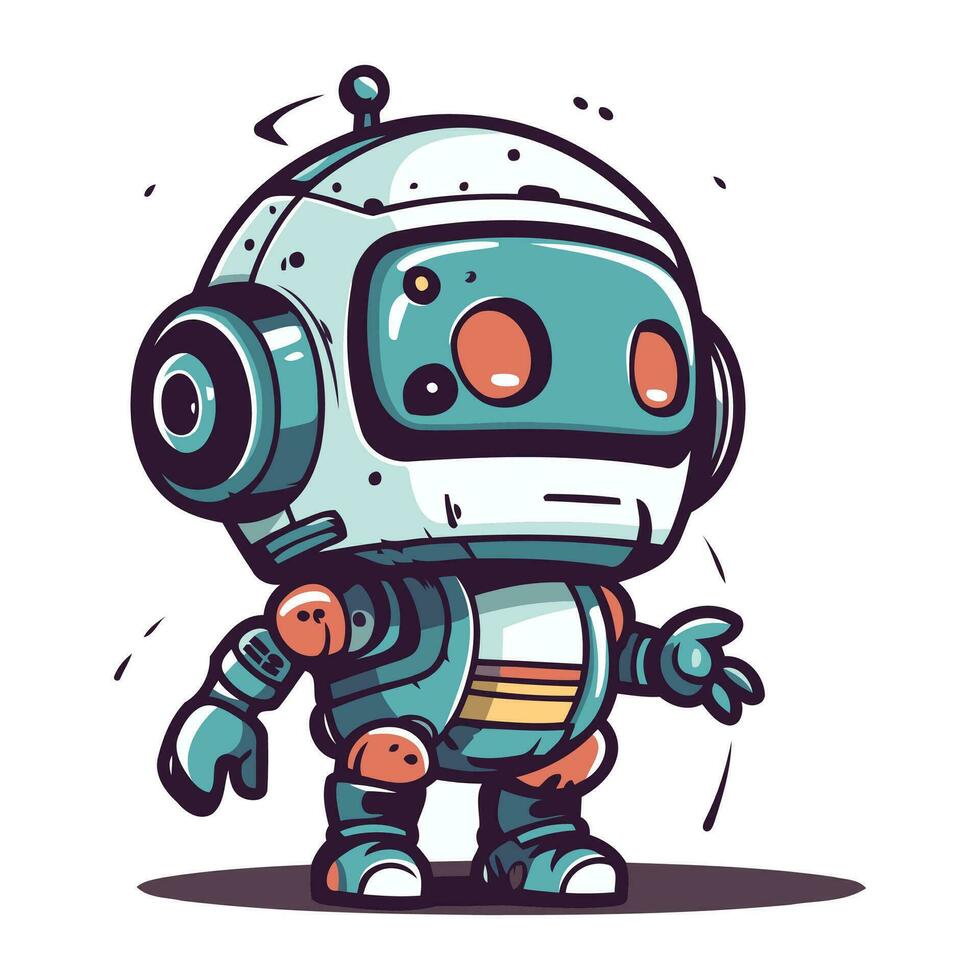 vector ilustración de un linda dibujos animados robot. aislado en blanco antecedentes.