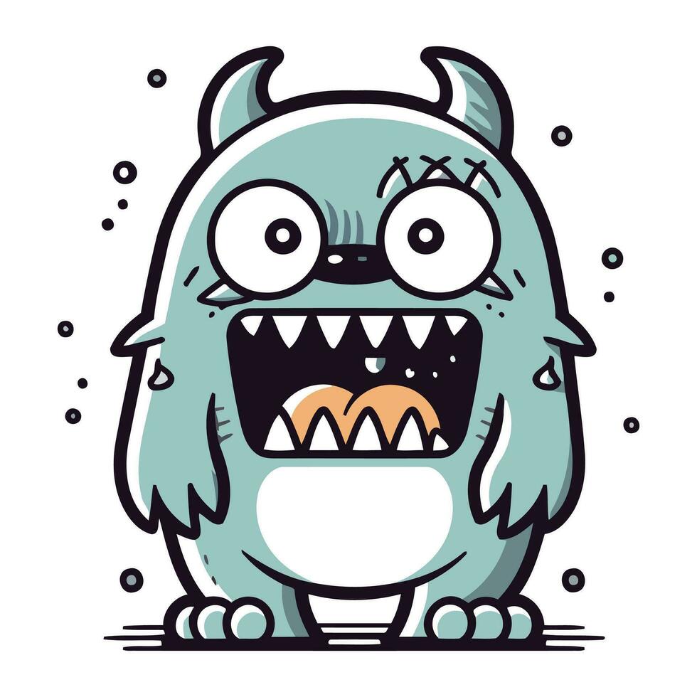 Angry cartoon monster. Vector illustration. Isolated on white background.