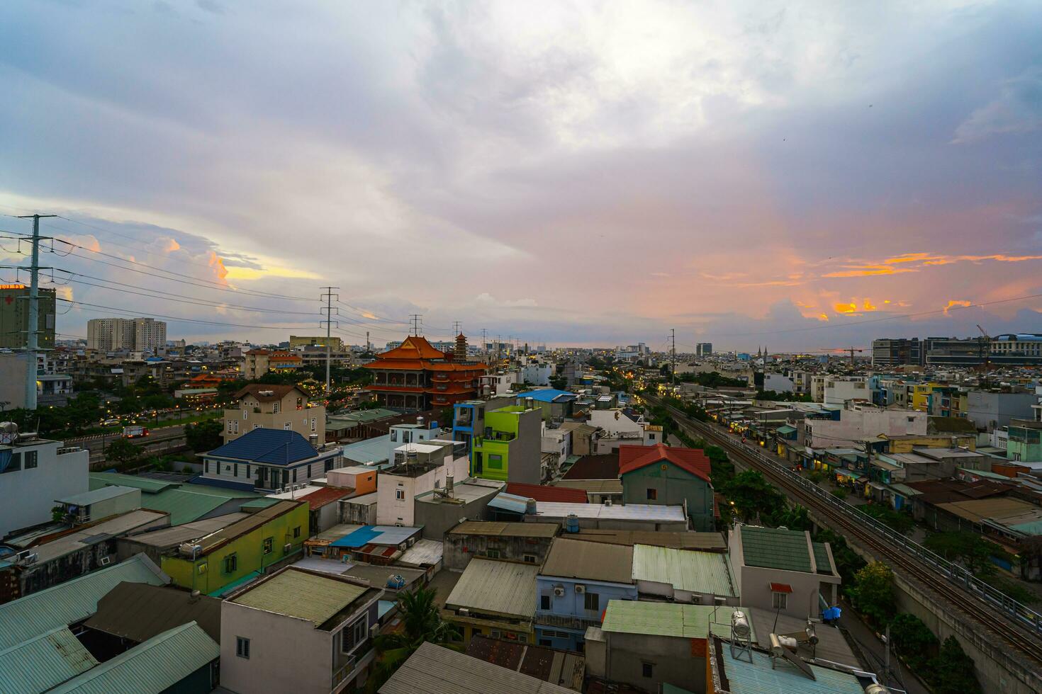 Ho Chi Minh, Vietnam - 21 August, 2023 Beautiful Sunset at Go Vap, Ho Chi Minh City, photo