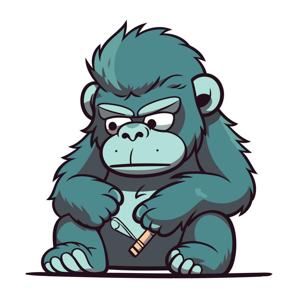 gorila participación cigarrillo dibujos animados mascota vector ilustración