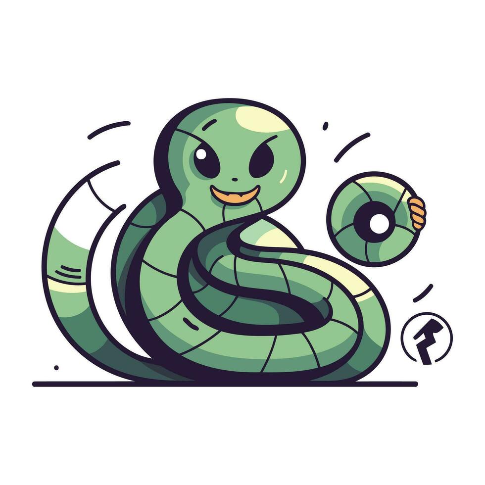 Cute cartoon snake. Vector illustration. Isolated on white background.