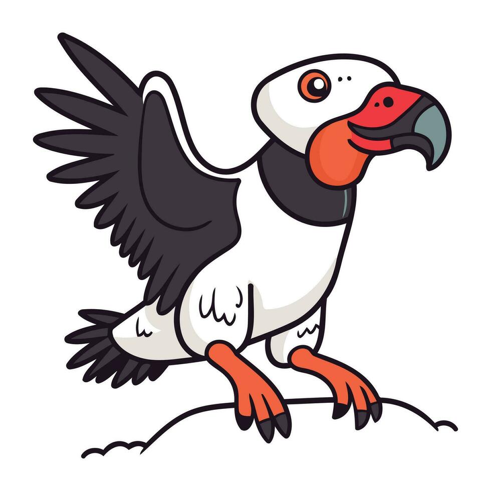 Cartoon vulture isolated on a white background. Vector illustration.