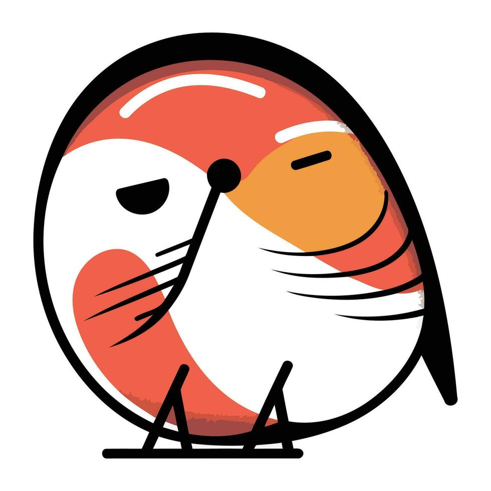 Cute little cartoon bullfinch. Vector illustration on white background.