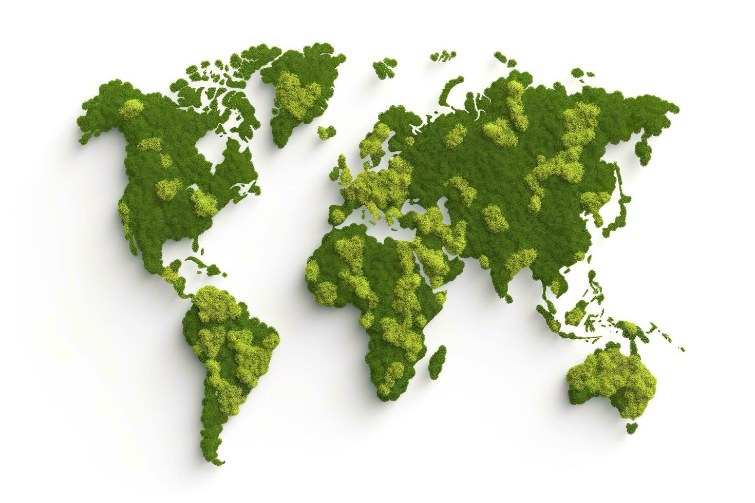 world map green grass surface isolated on a white background. Generative AI photo