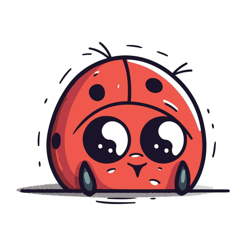 Cute cartoon ladybug on white background. Vector illustration in flat style.