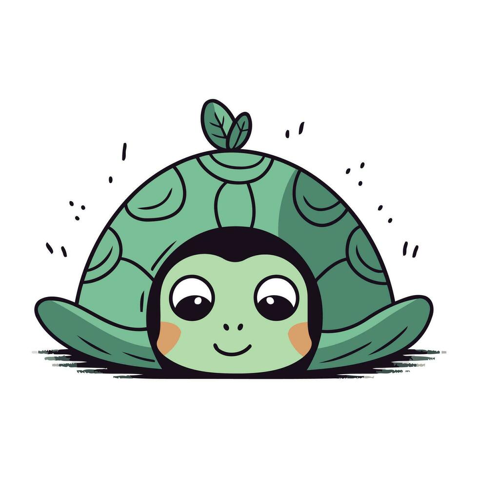 Cute cartoon turtle. Vector illustration isolated on a white background.