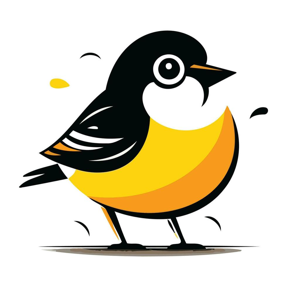 Vector illustration of a cute little bird on a white background. Flat style.