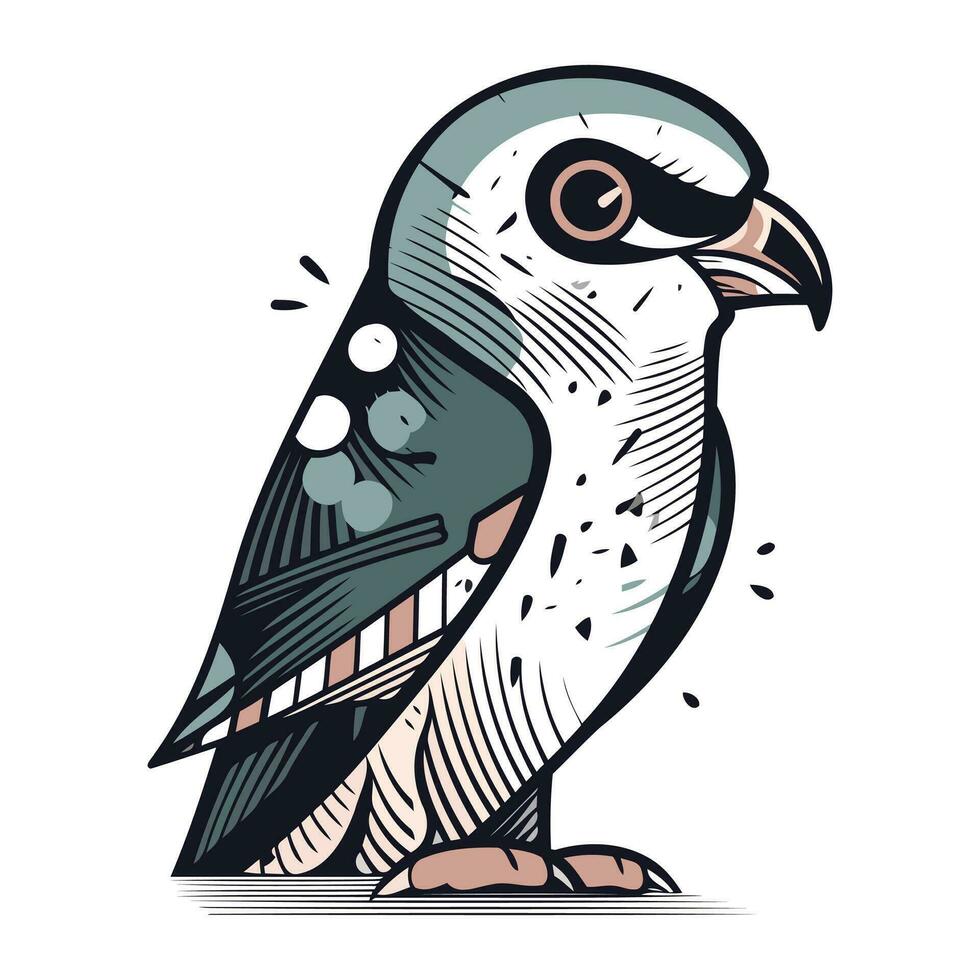 Vector illustration of a cute parrot isolated on a white background.