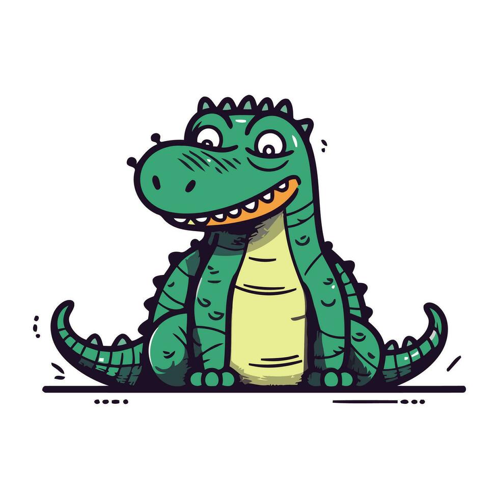 Cartoon crocodile. Vector illustration of a cute crocodile.