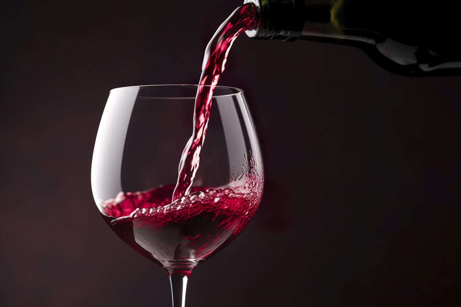 Pouring red wine into a wine glass. AI Generative photo