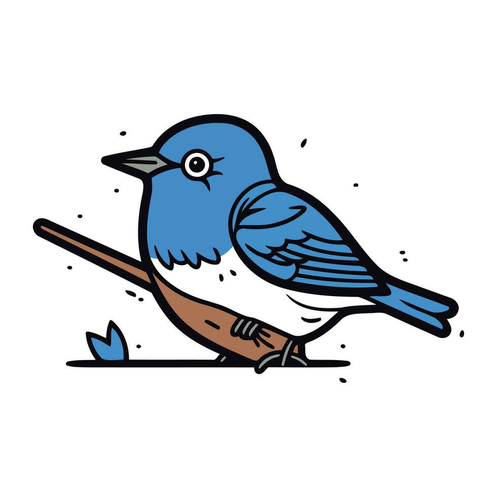 vector illustration of a bird with a stick in its beak.