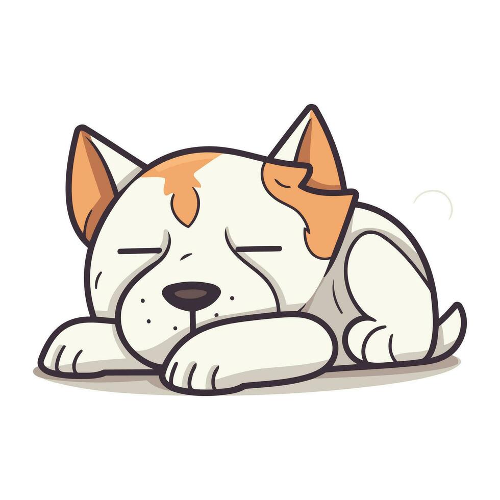 Cute cartoon dog sleeping. Vector illustration isolated on white background.