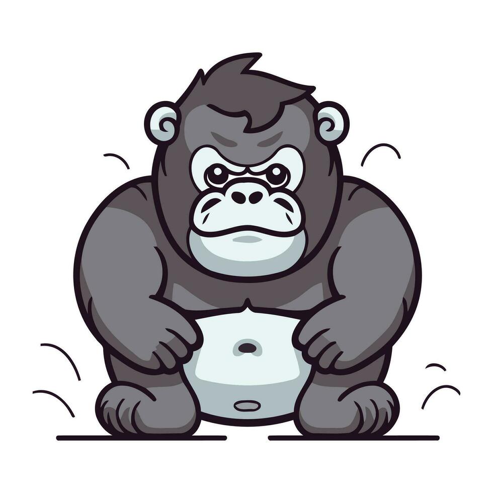 Gorilla Cartoon Mascot Character Vector Illustration Design.