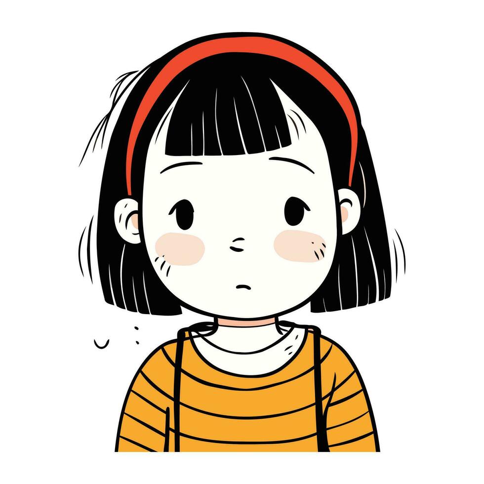 cute little girl with sad face expression. vector illustration eps10