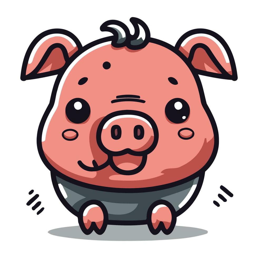 Cute Pig Cartoon Mascot Character Vector Icon Illustration Design