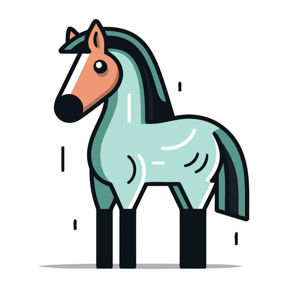 Cute cartoon horse. Vector illustration isolated on a white background.