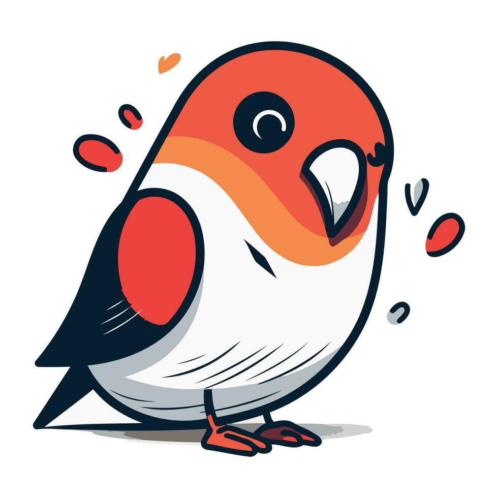 Vector illustration of a cute little bullfinch on white background.