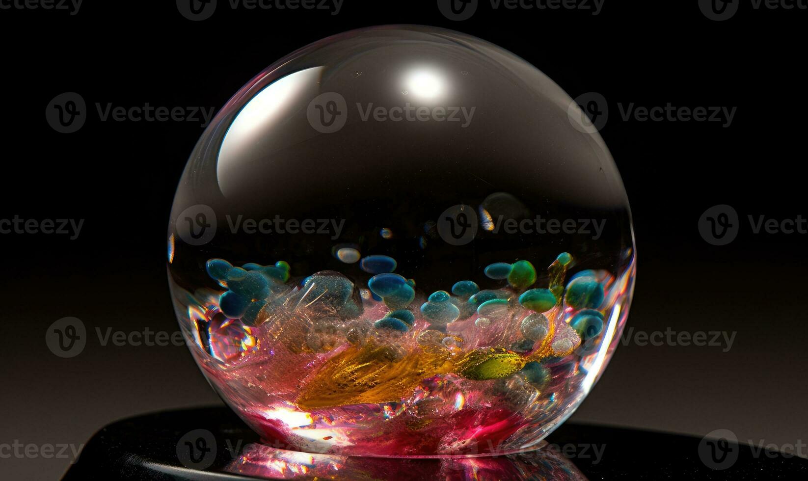 A delicate object enclosed in a transparent glass bubble Creating using generative AI tools photo