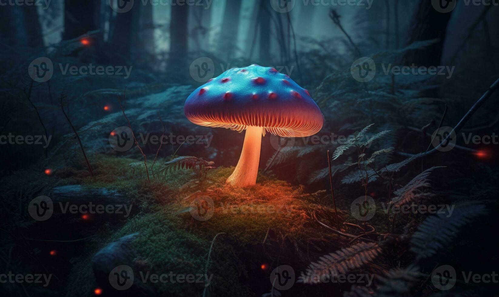 A fairy tale adventure awaits in the magic mushroom forest Creating using generative AI tools photo