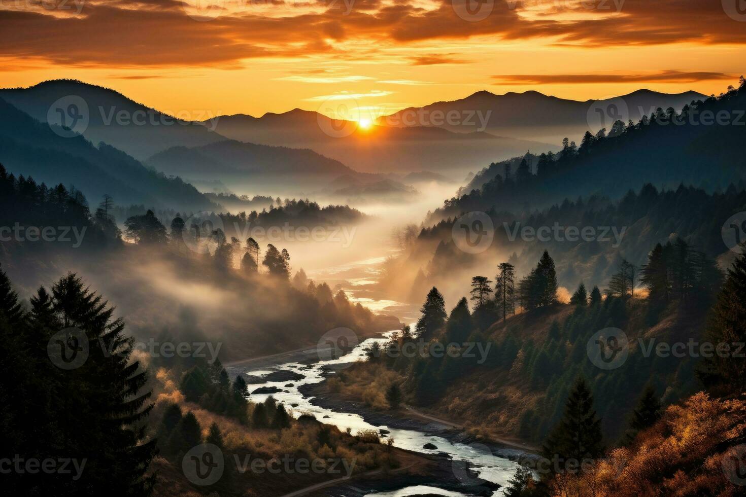 breathtaking sunrise over the smoky mountains AI Generated photo