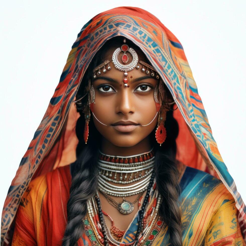 Indian girl With Colored Face, isolated photo