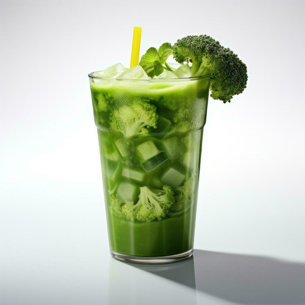 broccoli smoothie in a glass, isolated photo
