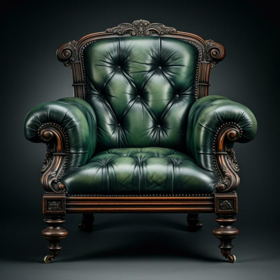 a green chair isolated photo
