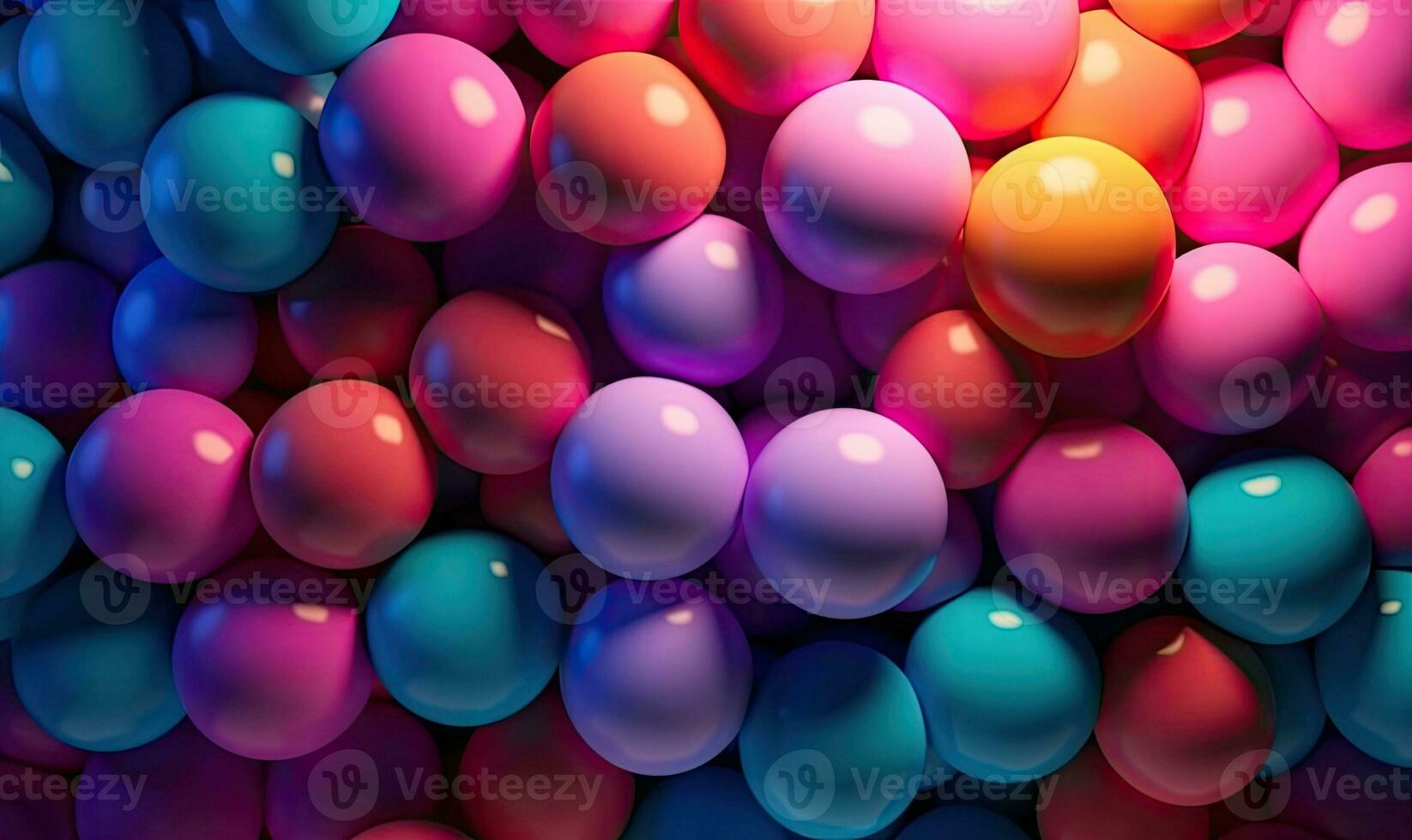Glowing spheres float on a colorful digital background Creating using generative AI tools photo
