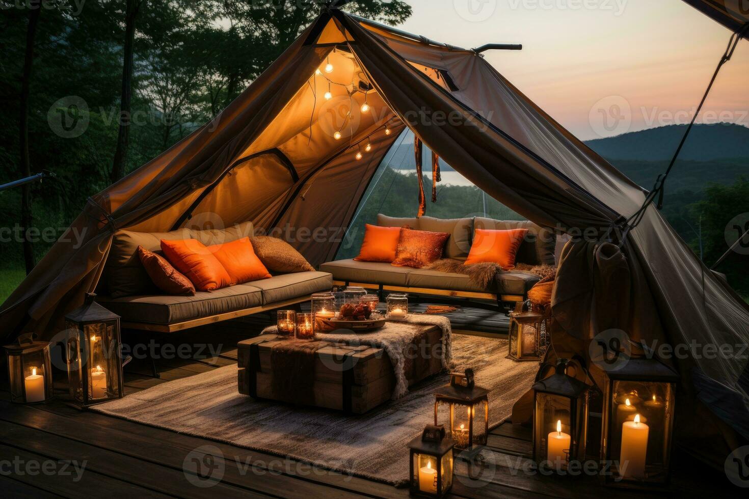 luxury retail camping tent mind training glamping professional advertising photography AI Generated photo